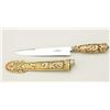 Image 3 : Stunning and elaborate gaucho knife with  raised gold on silver decorations with small  jewels in it