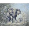 Image 1 : Original oil painting on canvas showing two  (2) elephants in jungle signed lower right D.  Van Howd