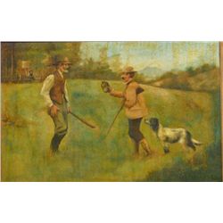 Well-known original oil on canvas attributed  to noted American artist A. B. Frost  (1851-1928). Mea