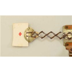 Antique card cheaters wrist “hide out” device  with functioning delivery device and metal  and leath