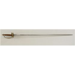 18th century small sword with gold over brass  hilt and triangular blade. The grip is  copper with w