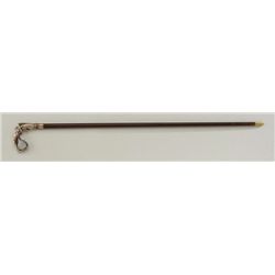 Art Nouveau Hallmarked silver griped cane  with hardwood shaft , circa early 20th  century measuring