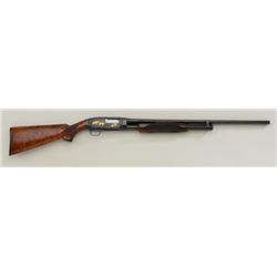 Winchester Model 12 custom engraved and  upgraded with conversion to 28 gauge, serial  #1234272. The