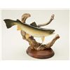Hand carved figural display of rainbow trout  beautifully painted and detailed, signed  “Herchuck #1