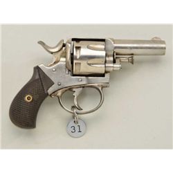 Forehand and Wadsworth DA revolver, .32 cal.,  2-1/2” barrel, nickel finish, dog head maker  mark on