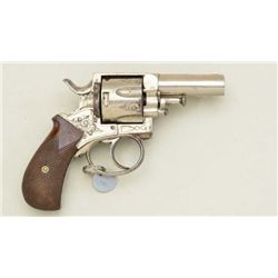 Belgian-proofed British Bull Dog-marked DA  revolver, .45 cal., 2-1/2” barrel, nickel  finish, scrol