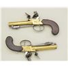 Image 8 : Cased pair of center hammer Flintlock pistols  with spring bayonets and constructed of  brass in ori