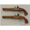 Image 3 : Pair of American Flintlock pistols circa  early 19th century with brass octagon  barrels, simple Ame