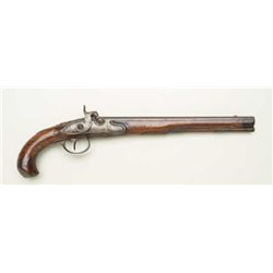 Mid 18th century Flintlock Horseman's size  pistol converted to percussion, signed "L  Lehanne a Cre