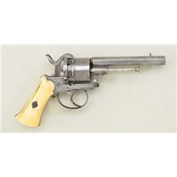 Double action pin fire revolver, circa  1850-1860's, 4-1/4" barrel, 9-1/2" overall,  showing fancy s