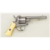 Image 1 : Double action pin fire revolver, circa  1850-1860's, 4-1/4" barrel, 9-1/2" overall,  showing fancy s