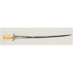 French 18th century hunting style sword with  silver mounts and fluted bone grip and  original scabb