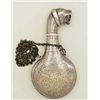 Image 1 : Ornate mid eastern powder flask probably from  India showing figural head of tiger on top  with silv