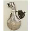 Image 5 : Ornate mid eastern powder flask probably from  India showing figural head of tiger on top  with silv