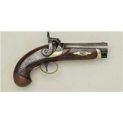Philadelphia style percussion derringer  marked Gillespie on lock and breech.  Gillespie of New York