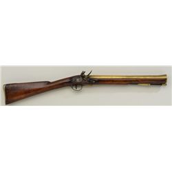 Brass barrel and brass mounted flintlock  blunderbuss with lock hand engraved and later  block lette