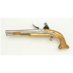 Scottish Military style Flintlock pistol with  brass stock circa Revolutionary War era,  stock shows