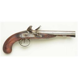 Double barrel Flintlock pistol signed “Walls”  on both locks with no location and no  visible proofs