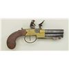 Image 1 : Three barrel tap-action Flintlock pistol with  brass body signed “J.N. Jones London” in  very good o