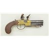 Image 2 : Three barrel tap-action Flintlock pistol with  brass body signed “J.N. Jones London” in  very good o