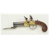Image 6 : Three barrel tap-action Flintlock pistol with  brass body signed “J.N. Jones London” in  very good o
