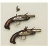 Image 1 : Pair of18th century French Flintlock pocket  pistols with carved bird head butts and  cannon barrels