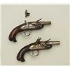 Image 2 : Pair of18th century French Flintlock pocket  pistols with carved bird head butts and  cannon barrels