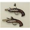 Image 3 : Pair of18th century French Flintlock pocket  pistols with carved bird head butts and  cannon barrels