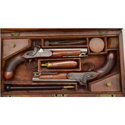 Pair of high quality percussion Officer’s  type pistols signed J. Manton & Sons, London.  In their o