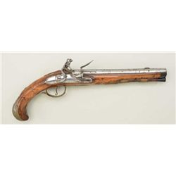Belgium Flintlock pistol signed "Thiermay A  Liege" circa about 1760 showing ornate brass  mounts.  