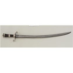 18th century silver mounted Germanic style  hunting sword with stag horn grip and fluted  blade show