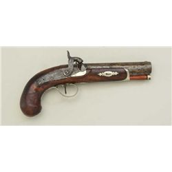 Large Philadelphia derringer probably by  Slotter with Deringer markings on lock and  barrel. No “P”