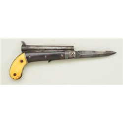 High quality European percussion knife pistol  mounted with shell, bone, and horn grip  scales, circ