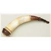 Image 2 : Contemporary carved powder horn in American  18th century style showing a carved horn  compartment i