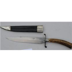 Clipped point Civil War era bowie knife  marked “Jonas Lutz Celebrated Cutlery”; 13”  overall with 7