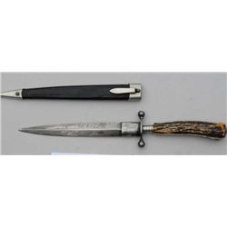 Spearpoint Dirk knife marked, XLNT on blade  and engraved, “Celebrated Dirk Knife”,  inscripted with