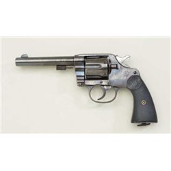 Colt New Service DA revolver, .38 WCF cal.,  5-1/2” barrel, blue finish, checkered black  hard rubbe