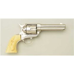 Display blank non-gun copy of a Colt SAA  revolver, .44 cal., 4-3/4” barrel, nickel  finish, faux ra