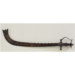 Indian short sword with Tulwar hilt and  exotic shaped blade, circa 18th to 19th  century.  The blad