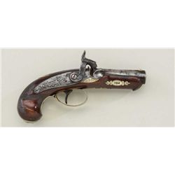 Deluxe Henry Deringer percussion pistol with  original agent marking;  C. Curry, SAN FRANc,  CALa, A