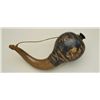 Image 1 : Massive mid eastern chieftains’ size powder  horn with painted decorations in floral  designs, circa