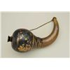 Image 2 : Massive mid eastern chieftains’ size powder  horn with painted decorations in floral  designs, circa