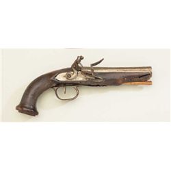 French flintlock pocket pistol circa about  1800, lock signed “A. Ville Piranche”. The  pistol measu