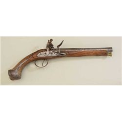 Spanish flintlock pistol with old period  replaced British lock showing Tower arsenal  marks and bro