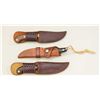 Image 2 : Lot of three sheath knives: 1. Signed “Stone”  numbered 71, 8-1/2” with 3-7/8” blade that  shows som