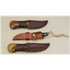 Image 3 : Lot of three sheath knives: 1. Signed “Stone”  numbered 71, 8-1/2” with 3-7/8” blade that  shows som