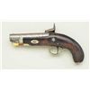 Image 4 : Derringer style percussion single shot pistol  with late percussion era back action lock,  signed C.