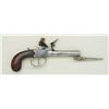 Image 1 : Pocket size center-hammer Flintlock pistol  with under mounted spring bayonet signed “T.  Aston” on 