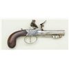 Image 7 : Pocket size center-hammer Flintlock pistol  with under mounted spring bayonet signed “T.  Aston” on 