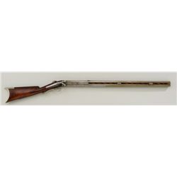 Over and under percussion Mule-Ear plains  rifle signed “C. Miller, Honeoye N.Y.” and  dated 1866 on